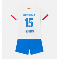 Barcelona Andreas Christensen #15 Bortedraktsett Barn 2023-24 Kortermet (+ korte bukser)